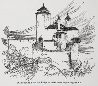 Il castello circondato da spine da La Bella Addormentata da Arthur Rackham