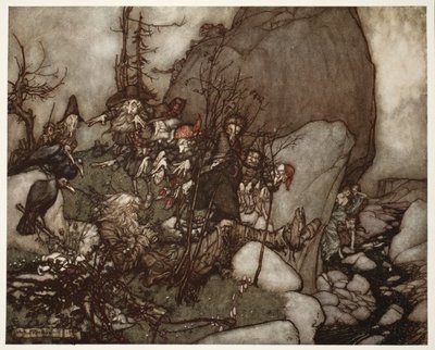 Il sonno di Rip Van Winkle, da Rip Van Winkle di Washington Irving, pub. 1910 da Arthur Rackham