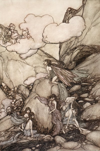 Queste montagne fatate, da Rip Van Winkle di Washington Irving, pub. 1910 da Arthur Rackham