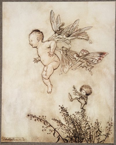 Lo solleticarono tutti sulla spalla .., da Peter Pan nei Giardini di Kensington di J M Barrie (1860 - 1937), pub. 1906 da Arthur Rackham