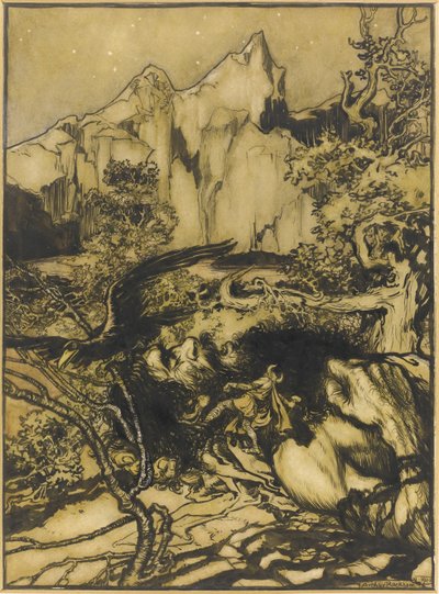 Il viaggio di Thor nella terra dei giganti, 1901 da Arthur Rackham