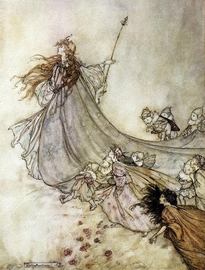Titania la regina delle fate. Illustrazione di Arthur Rackham per Il Sogno di una Notte di Mezza Estate di William Shakespeare da Arthur Rackham