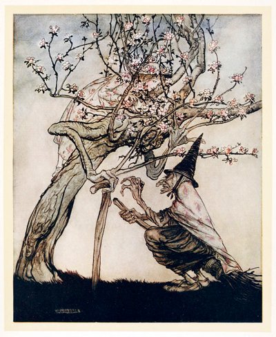 Albero mio! O albero mio! Hai visto la mia piccola cattiva fanciulla, Fiabe inglesi, pub 1922 da Arthur Rackham