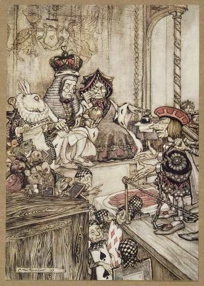 Chi ha rubato le crostate?, da Le avventure di Alice nel Paese delle Meraviglie, di Lewis Carroll, pub. 1907 da Arthur Rackham