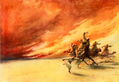Il flagello del deserto (litografia a colori) da Arthur Twidle