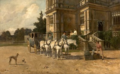 Vista frontale di Wollaton Hall, Nottingham con cavallo e carrozza, c.1880-1906 da Arthur Walker Redgate