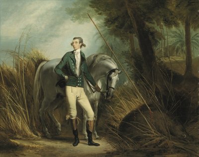 Un gentiluomo che caccia cinghiali in un paesaggio indiano da Arthur William Devis