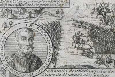 ALVARADO, Pedro de (1485-1541). Conquistador spagnolo e governatore del Guatemala. Battaglia di Ulatlanga da Artist Unknown