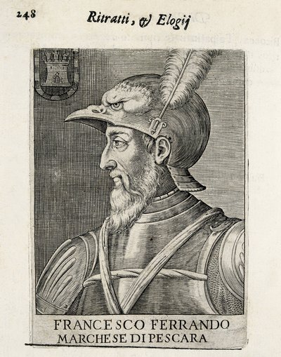Fernando Francisco de Ávalos (1490-1546), generale spagnolo. Xilografia da Artist Unknown