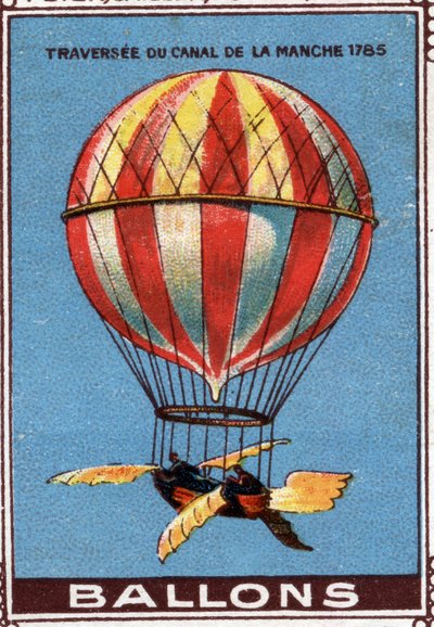 Mongolfiera durante la traversata del Canale della Manica da Artist Unknown