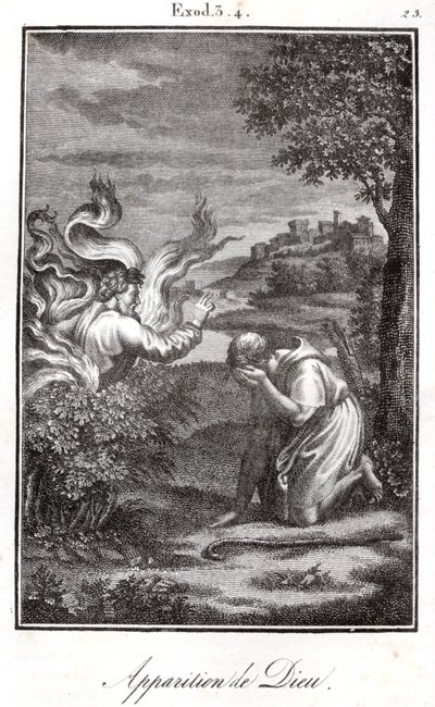 Bibbia - Mosè e il roveto ardente Dio appare a Mosè da un roveto ardente. da Artist Unknown