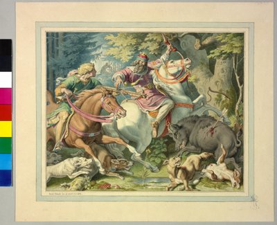 Caccia al cinghiale da Artist Unknown