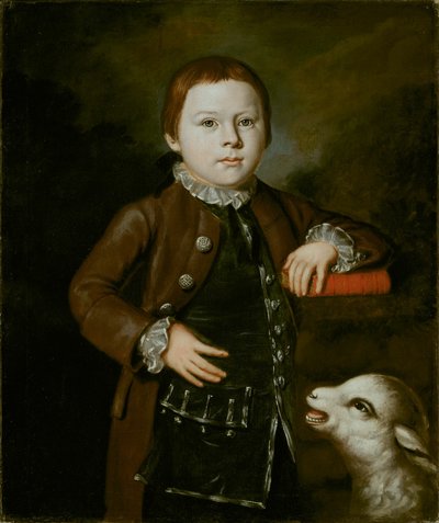 Ragazzo della famiglia Hallett con agnello da Artist Unknown