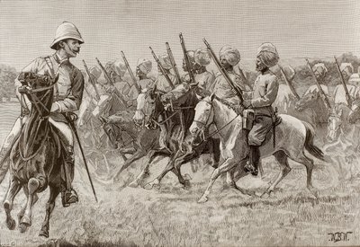 Impero britannico (XIX sec.). I nuovi reggimenti della Birmania. Compagnia di fanteria montata del secondo reggimento. Incisione. da Artist Unknown