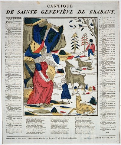 Cantique de saint Geneviève de Brabant - incisione su legno. da Artist Unknown