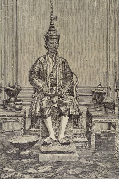 Chulalongkorn o Rama V (1853-1910). Quinto monarca del Siam sotto la Casa di Chakri. Incisione. Collezione privata da Artist Unknown