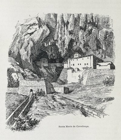 Covadonga. Eremo di Santa Maria. Incisione. SPAGNA. ARAGONA. Saragozza. Accademia Militare Generale da Artist Unknown