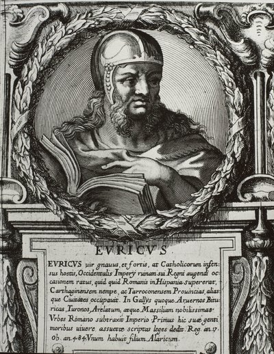 Eurico (420-484). Re dei Visigoti (466-484). Incisione. da Artist Unknown