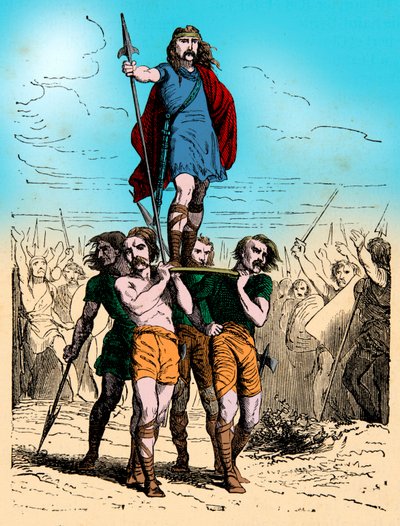Incisione - Cuoco gallo porta il trionfo sul suo scudo (incisione) da Artist Unknown