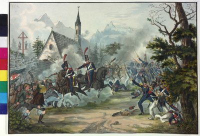 Combattimento tra soldati francesi e contadini tirolesi da Artist Unknown