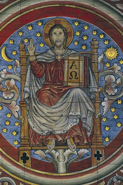 GERMANIA. BASSA SASSONIA. Hildesheim. Chiesa di San Michele. Cristo in trono, dettaglio dal soffitto ligneo (XIII secolo). Arte romanica da Artist Unknown