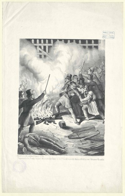 Scena spettrale alla linea Mariahilfer nella notte del 13 marzo 1848 nella rivoluzione di Vienna da Artist Unknown