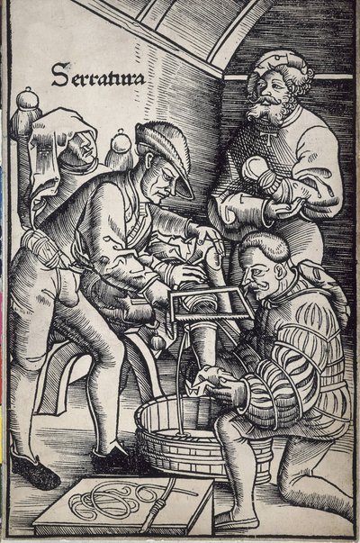 Gersdorff, Hans von (1455 - 1529). Chirurgo tedesco. Amputazione di una gamba. Xilografia di Hans Wechtlin per il libro "Feldtbuch der Wundartzney" (Libro di campo della chirurgia) da Artist Unknown