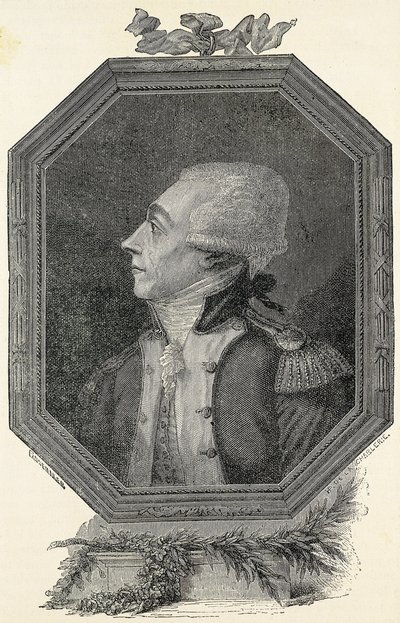 Lafayette, Marie Joseph Gilbert Motie Motier, Marchese di (1757-1834). Aristocratico e militare francese, di ideologia liberale. Incisione da Artist Unknown