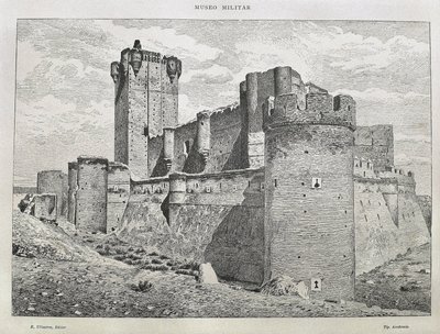 Medina del Campo. Il Castello della Mota. Incisione. SPAGNA. ARAGONA. Saragozza. Accademia Militare Generale da Artist Unknown