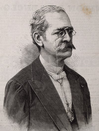 PALMA, Ricardo (1833-1919). Autore, studioso, bibliotecario e politico peruviano. Incisione da Artist Unknown