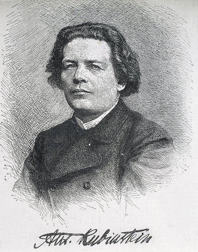 Anton Grigoryevich Rubinstein (1829-1894). Compositore e pianista russo. Ritratto firmato di Anton Rubinstein. Incisione. da Artist Unknown