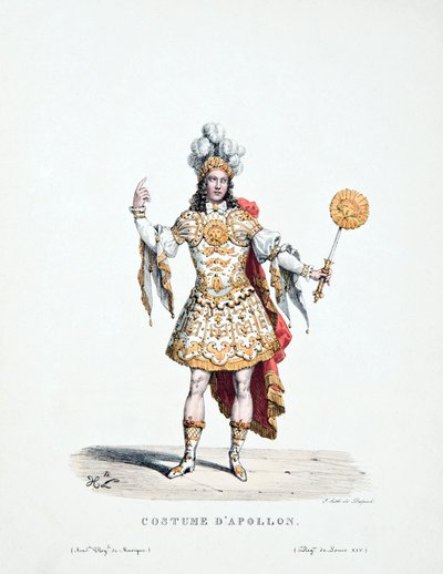 Rappresentazione del re Luigi XIV che interpreta Apollo nel balletto "Les Noces de Pelee e Thetis". da Artist Unknown