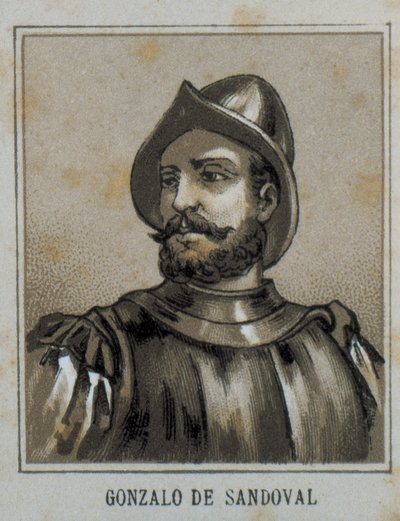 Gonzalo de Sandoval (1497-1527). Conquistador spagnolo in Nuova Spagna (Messico). Incisione. da Artist Unknown