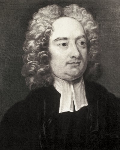 SWIFT, Jonathan (1667-1745). Clero irlandese e scrittore satirico. Ritratto come decano della Cattedrale di San Patrizio di Dublino dopo il dipinto di Charles Jervas (1675-1739). Incisione. Collezione privata da Artist Unknown