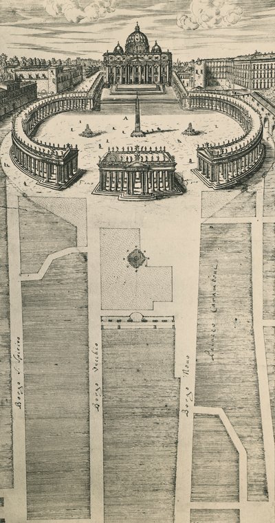 Piazza San Pietro a Roma, incisione, Italia da Artist Unknown