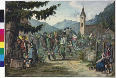 Il ritorno vittorioso dei contadini dopo una lotta contro i francesi da Artist Unknown