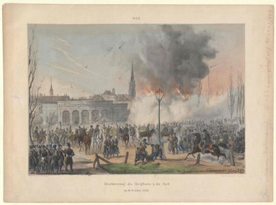Bombardamento di Vienna della porta del castello e della città il 31 ottobre 1848 da Artist Unknown