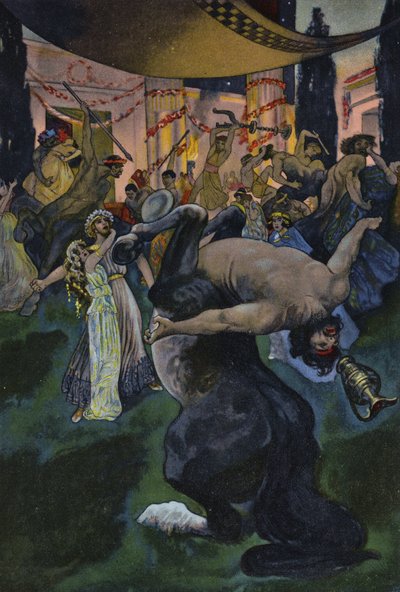 Satiri che disturbano il banchetto di nozze di Orfeo ed Euridice, scena da Orfeo negli Inferi da Artus Scheiner