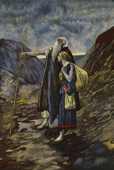 Edipo cieco guidato dalla figlia Antigone da Artus Scheiner