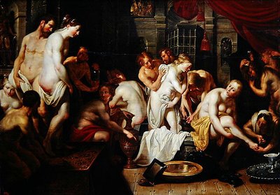 Ester nel rifugio delle donne di Assuero da Artus Wolfaerts or Wolffort