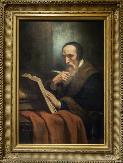 Ritratto di Giovanni Calvino (Jean Cauvin), scrittore, teologo e pastore francese durante la Riforma protestante (1509-1564) - dipinto di Ary Scheffer (1795-1858). museo della vita romantica - Parigi da Ary Scheffer