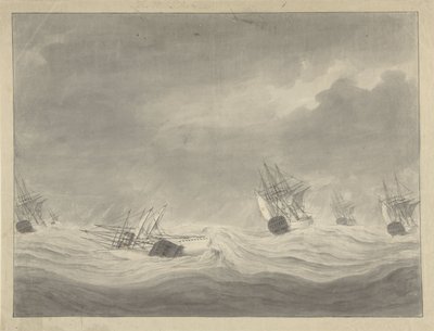Il naufragio della nave De Unie sotto il capitano Conte di Welderen nel Mare del Nord, 19 ottobre 1782 da Ary van Wanum