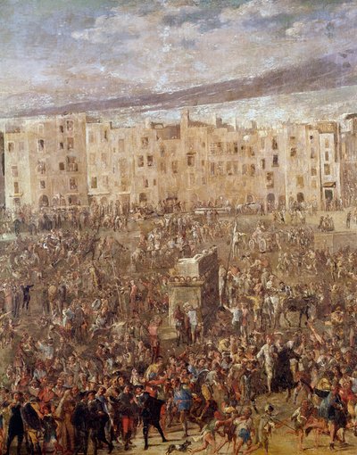 Piazza del Mercato a Napoli al tempo della rivoluzione di Masaniello da Ascanio Luciani