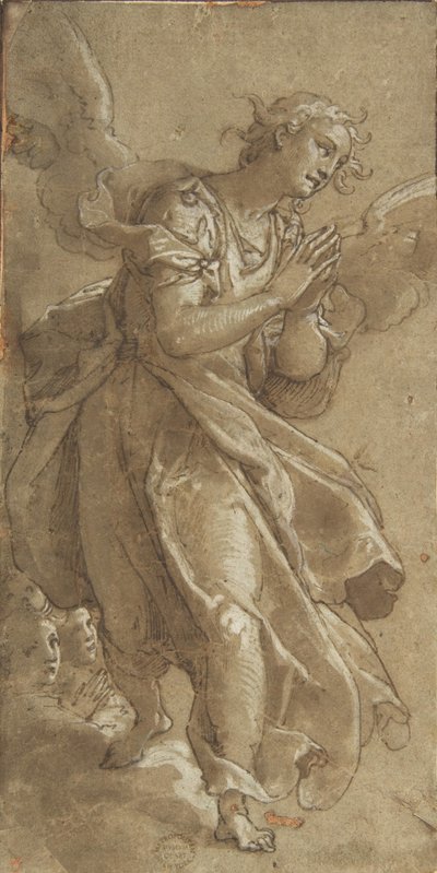 Un angelo in piedi e due cherubini da Ascribed to Federico Zuccaro.