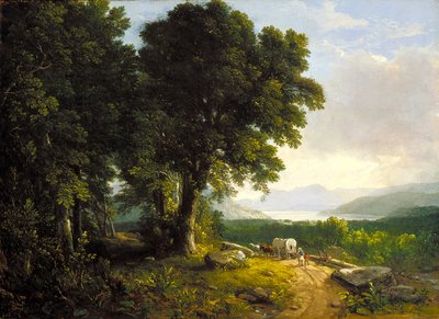 Paesaggio con carro coperto (olio su tela) da Asher Brown Durand