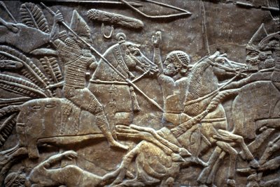 Assurbanipal alla battaglia di Til-Tuba, 650-620 a.C. da Assyrian