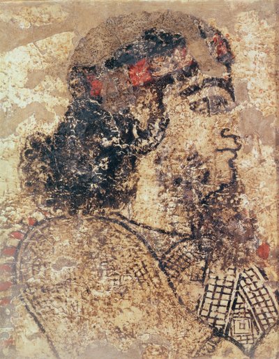Testa di un uomo barbuto, da Tell-Ahmar, Siria da Assyrian