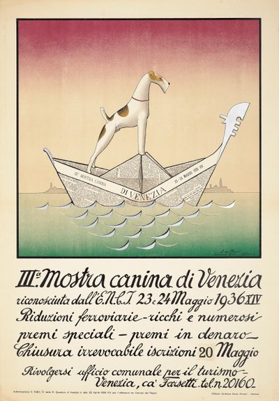 Poster pubblicitario di una mostra canina a Venezia da Astolfo De Maria