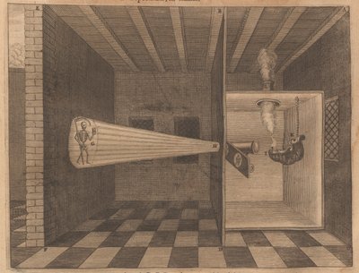 Lanterna magica che mostra la Morte da Ars Magna Lucis, 1671 da Athanasius Kircher