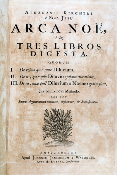 Pagina del titolo di Arca Noe, 1675 da Athanasius Kircher